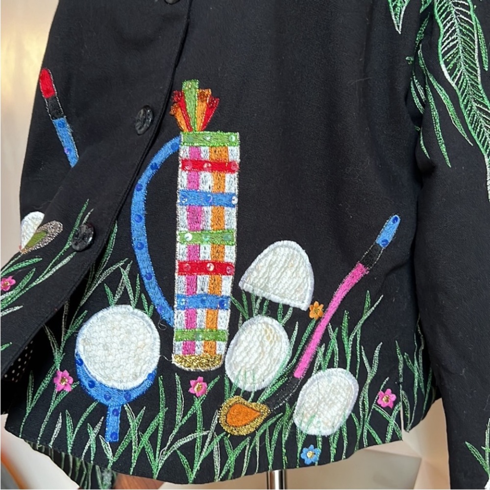 Anage Black Jacket with Colorful golf Embroidery - Picture 4 of 6